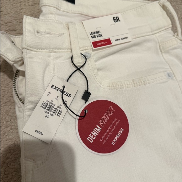 Express white denim perfect, legging stretch mid rise new jeans - Picture 6 of 6